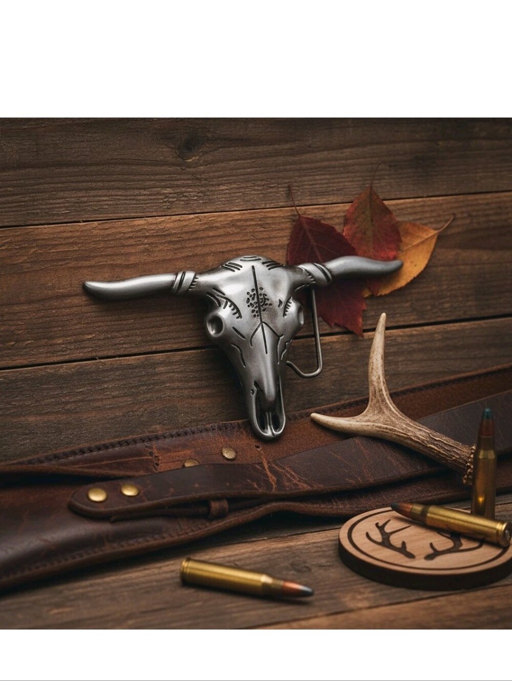 Cowboy Texas Rodeo Gold or silver Texas longhorn steer belt buckle